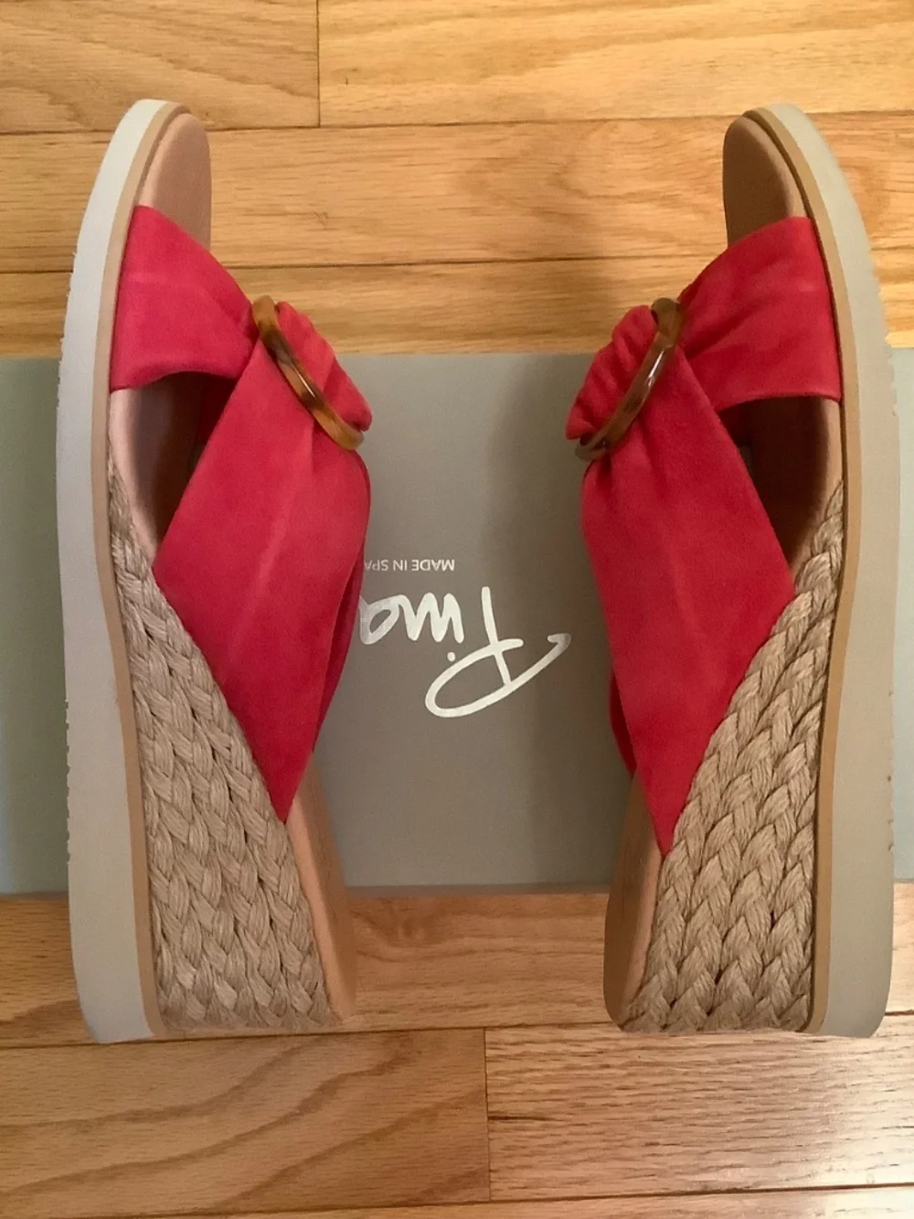 Pinaz Suede Slide Buckle Espadrilles Wedge Sandal Cherry SZ 9/ EU 40